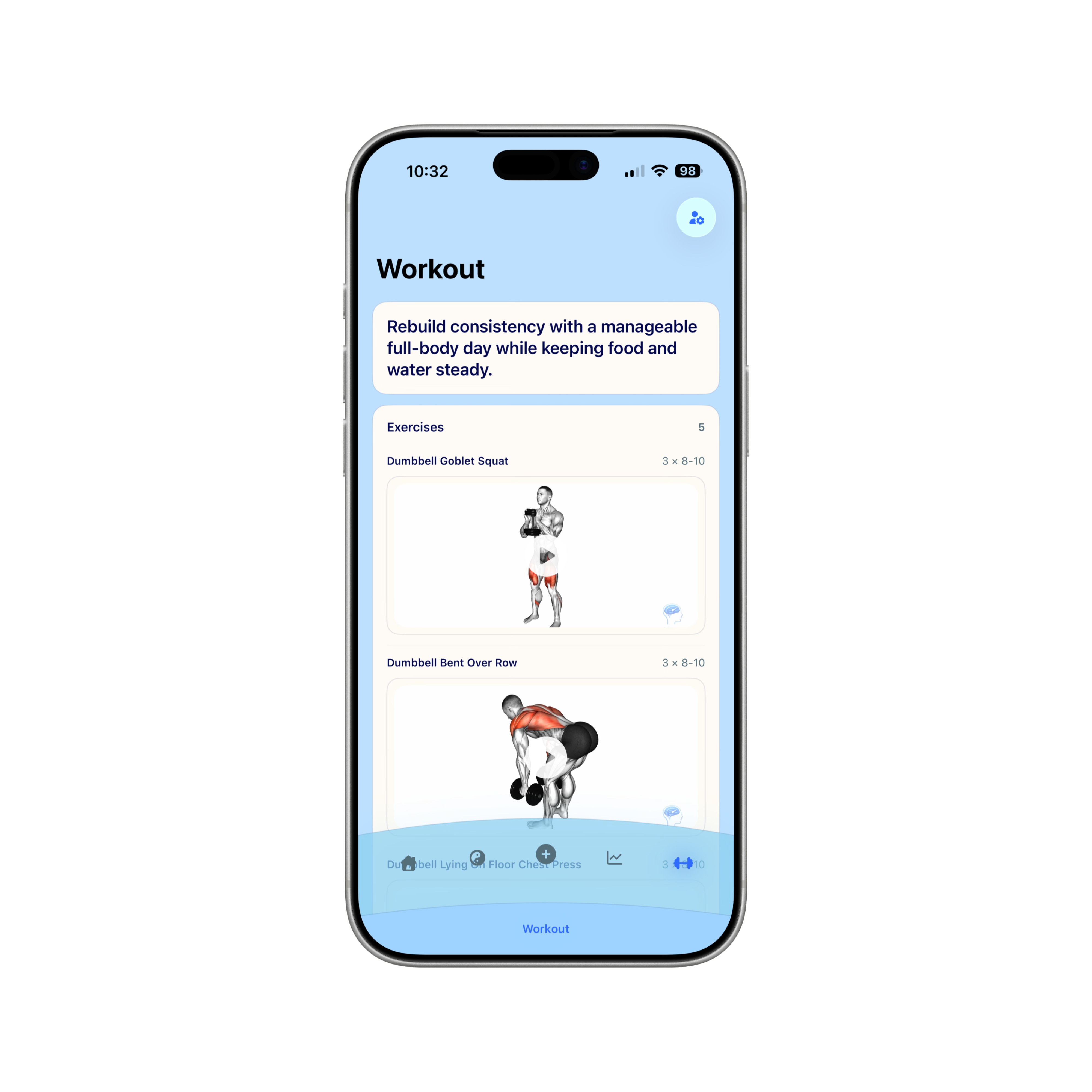 Workout screen — Habit Tuner